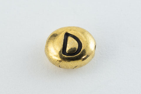 6mm x 5mm Antique Gold Tierracast Pewter Letter "D" Bead #CKD238-General Bead