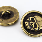 17mm Antique Brass Tierracast Scary Skull Button #CKD307-General Bead