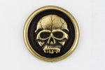 17mm Antique Brass Tierracast Scary Skull Button #CKD307-General Bead