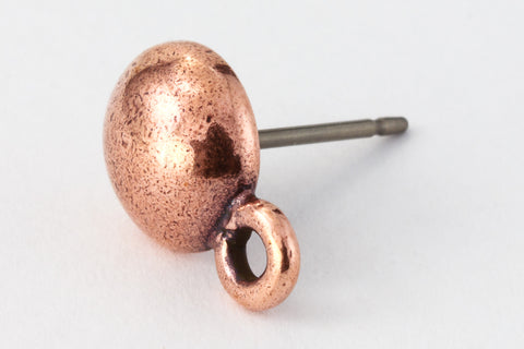 8mm Antique Copper Tierracast Pewter Dome Ear Post #CKD311-General Bead