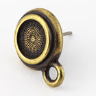 34ss Aqua/Antique Brass Tierracast Bezel Ear Post with Loop #CKD316-General Bead