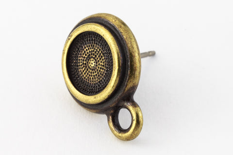 34ss Antique Brass Tierracast Bezel Ear Post with Loop #CKD316-General Bead