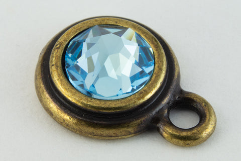 34ss Aqua/Antique Brass Tierracast Bezel Ear Post with Loop #CKD316-General Bead