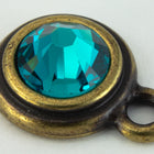 34ss Blue Zircon/Antique Brass Tierracast Bezel Ear Post with Loop #CKD316-General Bead