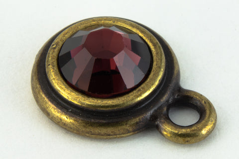 34ss Burgundy/Antique Brass Tierracast Bezel Ear Post with Loop #CKD316-General Bead