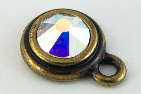 34ss Crystal AB/Antique Brass Tierracast Bezel Ear Post with Loop #CKD316-General Bead