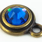 34ss Capri Blue/Antique Brass Tierracast Bezel Ear Post with Loop #CKD316-General Bead