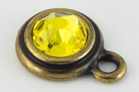 34ss Citrine/Antique Brass Tierracast Bezel Ear Post with Loop #CKD316-General Bead