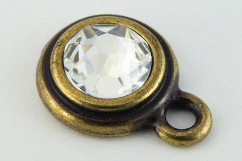 34ss Crystal/Antique Brass Tierracast Bezel Ear Post with Loop #CKD316-General Bead
