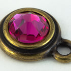 34ss Fuchsia/Antique Brass Tierracast Bezel Ear Post with Loop #CKD316-General Bead