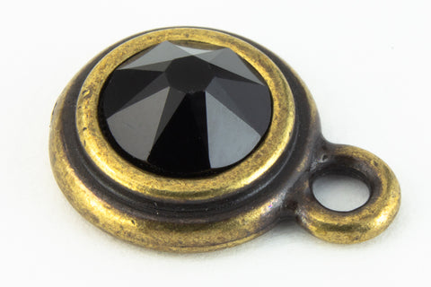 34ss Jet/Antique Brass Tierracast Bezel Ear Post with Loop #CKD316-General Bead