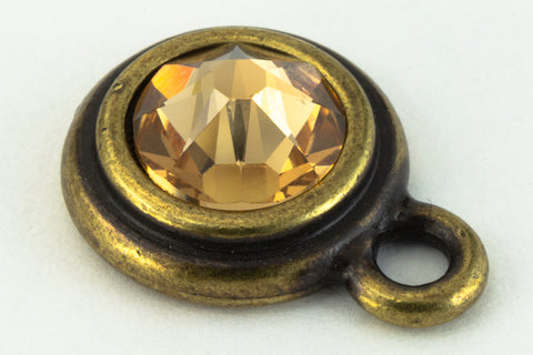 34ss Light Colorado Topaz/Antique Brass Tierracast Bezel Ear Post with Loop #CKD316-General Bead