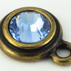 34ss Light Sapphire/Antique Brass Tierracast Bezel Ear Post with Loop #CKD316-General Bead