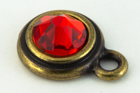 34ss Light Siam/Antique Brass Tierracast Bezel Ear Post with Loop #CKD316-General Bead