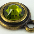 34ss Olivine/Antique Brass Tierracast Bezel Ear Post with Loop #CKD316-General Bead