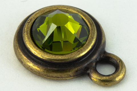 34ss Olivine/Antique Brass Tierracast Bezel Ear Post with Loop #CKD316-General Bead