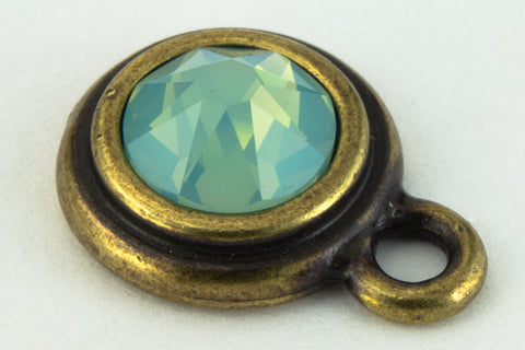 34ss Pacific Opal/Antique Brass Tierracast Bezel Ear Post with Loop #CKD316-General Bead