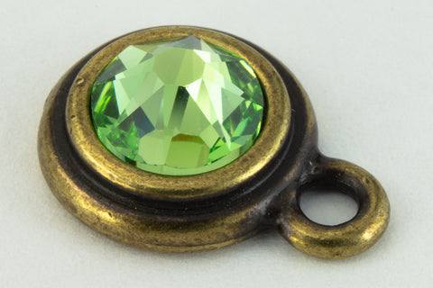 34ss Peridot/Antique Brass Tierracast Bezel Ear Post with Loop #CKD316-General Bead