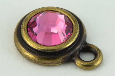 34ss Rose/Antique Brass Tierracast Bezel Ear Post with Loop #CKD316-General Bead