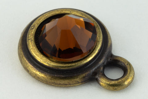 34ss Smoked Topaz/Antique Brass Tierracast Bezel Ear Post with Loop #CKD316-General Bead