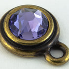 34ss Tanzanite/Antique Brass Tierracast Bezel Ear Post with Loop #CKD316-General Bead