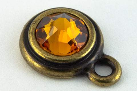 34ss Topaz/Antique Brass Tierracast Bezel Ear Post with Loop #CKD316-General Bead