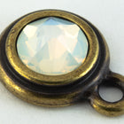 34ss White Opal/Antique Brass Tierracast Bezel Ear Post with Loop #CKD316-General Bead