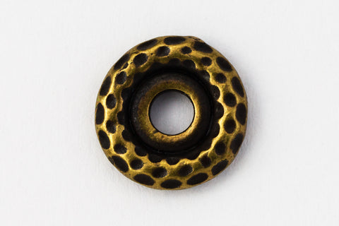 9.25mm Antique Brass Tierracast Pewter Hammered Large Hole Bead #CKD319-General Bead