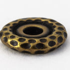 9.25mm Antique Brass Tierracast Pewter Hammered Large Hole Bead #CKD319-General Bead