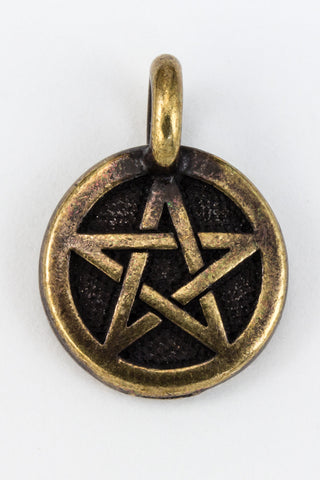 16.6mm Antique Brass Tierracast Pentagram Charm #CKD350-General Bead