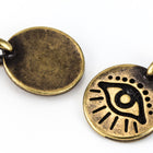 16.6mm Antique Brass Tierracast Evil Eye Charm #CKD354-General Bead