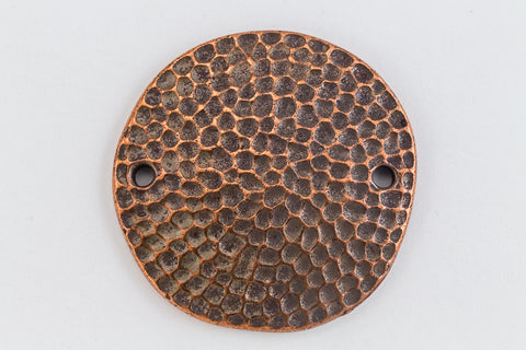 1" Antique Copper Tierracast Hammered Disk Link (5 Pcs) #CKD372-General Bead