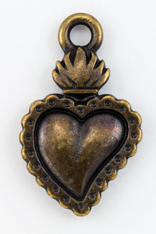 21.5mm Antique Brass Tierracast Pewter Milagro Heart Charm (20 Pcs) #CKE393-General Bead