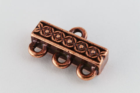 15mm Antique Copper Tierracast Deco Rose Three Loop End Bar #CKD435-General Bead
