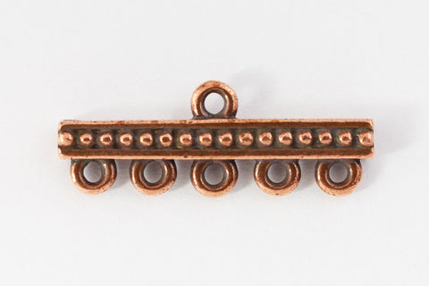 10mm x 26mm Antique Copper Tierracast Beaded Five Loop End Bar #CK153-General Bead