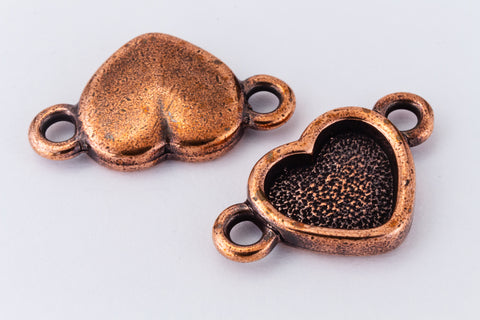 21mm Antique Copper Tierracast Heart Bezel Link (20 Pcs) #CK501-General Bead