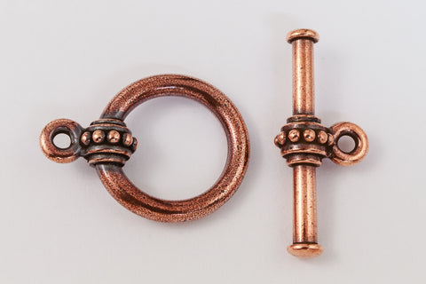 17mm Antique Copper Tierracast Pewter Beaded Toggle Clasp #CK531-General Bead
