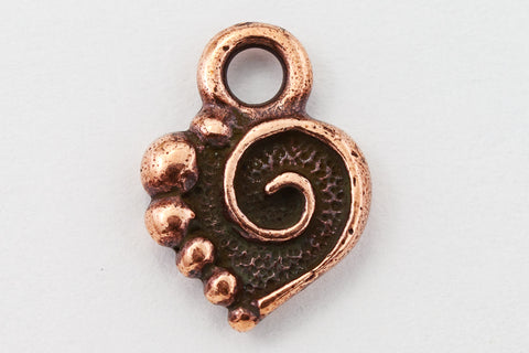 13mm Antique Copper Tierracast Spiral Heart Drop #CK564-General Bead