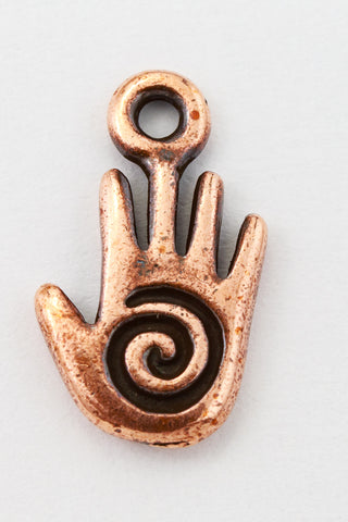 15mm Antique Copper Tierracast Spiral Hand Drop #CK568-General Bead