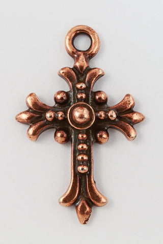 27mm Antique Copper Tierracast Fleur Cross Drop #CK572-General Bead