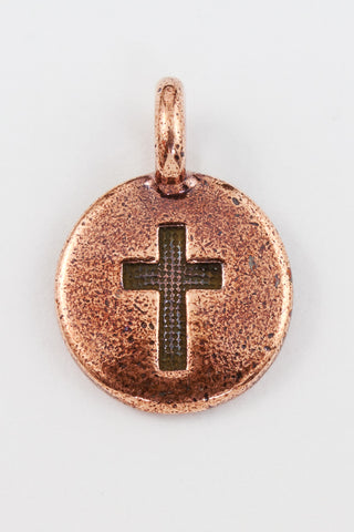 17mm Antique Copper Tierracast Cross Charm #CK623-General Bead