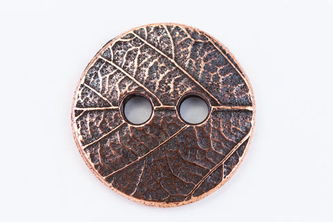 17mm Antique Copper TierraCast Round Leaf Button (20 Pcs) #CK630-General Bead