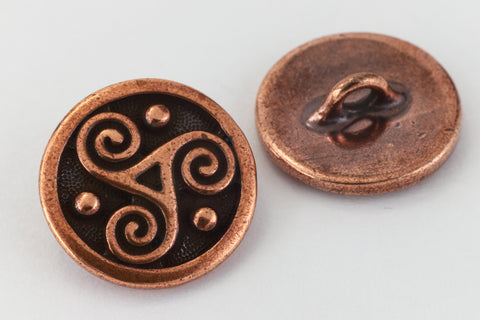 16mm Antique Copper TierraCast Triskele Button #CK633-General Bead