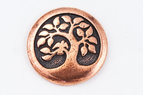 17mm Antique Copper TierraCast Bird in a Tree Button (15 Pcs) #CK642-General Bead