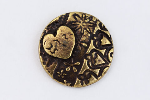 17mm Antique Brass TierraCast Amor Round Button (20 Pcs) #CK645-General Bead