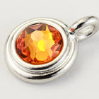 34ss Swarovski Tangerine/Rhodium TierraCast Stepped Bezel Charm (10 Pcs) #CK794-General Bead