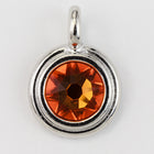34ss Swarovski Tangerine/Rhodium TierraCast Stepped Bezel Charm (10 Pcs) #CK794-General Bead
