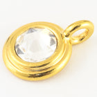 34ss Swarovski Crystal/Bright Gold TierraCast Stepped Bezel Charm (10 Pcs) #CK795-General Bead