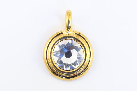 34ss Swarovski Crystal/Bright Gold TierraCast Stepped Bezel Charm (10 Pcs) #CK795-General Bead