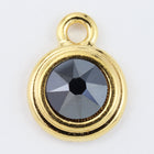 34ss Swarovski Jet Hematite/Bright Gold TierraCast Stepped Bezel Drop (10 Pcs) #CK797-General Bead
